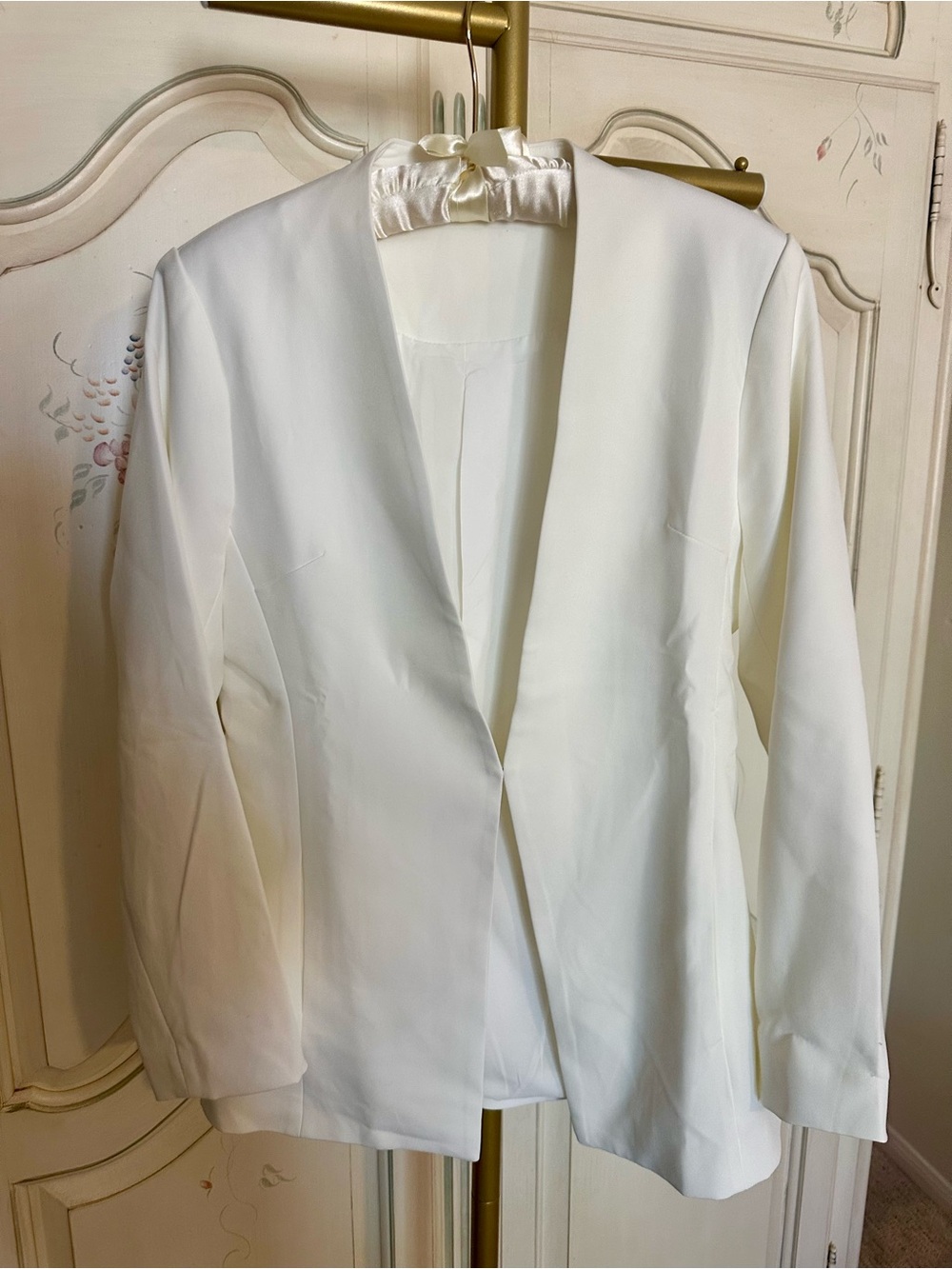 Women's Ivory Open-Front Blazer Jacket